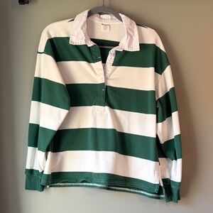 Women’s Green and White Striped Rugby Shirt-